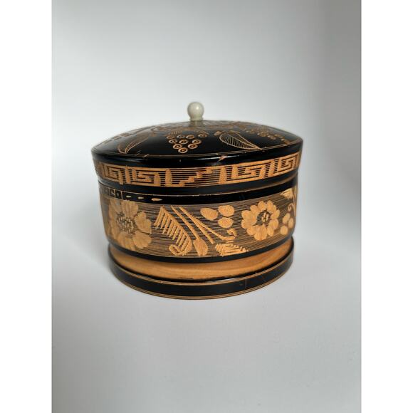 Handmade Crafted in Mexico Folk Art Wood Box Carved Wood Jewelry Treasure Box - Picture 2 of 8